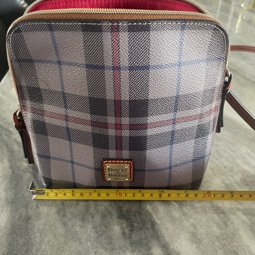 Dooney & Bourke Tiverton Plaid Trixie Crossbody- Gray, Black, and Red - Picture 2 of 6